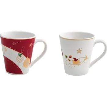 Sada 2 hrnků 300ml ALLELUIA BRANDANI (barva - porcelán, bílá/červená/zlatá)