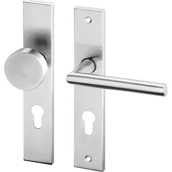 Dveřní kování AC-T SERVIS Dveřní klika Dora nerez - hranaté štítové kování 72 mm Provedení štítu: Koule/klika - pravá