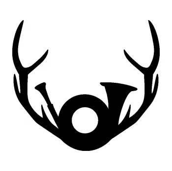 Samolepící dekorace SAMOLEPKA Myslivost 001 pravá parohy a lesní roh (01 - černá) NA AUTO, NÁLEPKA, FÓLIE, POLEP, TUNING, VLASTNÍ TEXT, TISK, AUTOSAMOLEPKY.cz, POLEPY, OBRÁZEK, LOGO, SAMOLEPKY