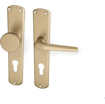 Dveřní kování AC-T SERVIS Dveřní klika MONTE bronz - hranaté štítové kování 90 mm Provedení štítu: Koule/klika - pravá