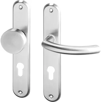 Dveřní kování AC-T SERVIS Dveřní klika GINA nerez - oválné štítové kování 72 mm Provedení štítu: Koule/klika - pravá