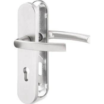 Dveřní kování AC-T SERVIS Bezpečnostní klika VIKING přírodní hliník - oválné štítové kování 72 mm Provedení štítu: PZ - fabkový klíč