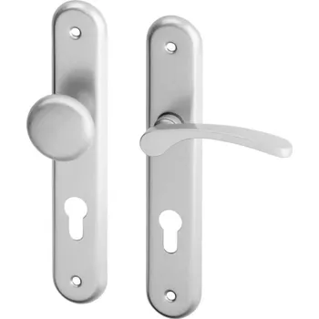 Dveřní kování AC-T SERVIS Dveřní klika VIOLA stříbrná - oválné štítové kování 90 mm Provedení štítu: Koule/klika - pravá