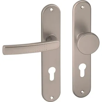 AC-T SERVIS Dveřní klika ROSA efekt nerez - oválné štítové kování 90 mm Provedení štítu: Koule/klika - levá