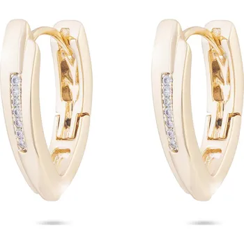 Náušnice biju Pozlacené náušnice 14k, asymetrického typu s průřezy a pásem zirkonů 1002482