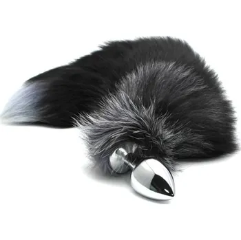 Anální kolík Alive Black and White Fox Tail Anal Pleasure L