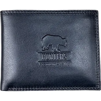 Peněženka HUNTERS Pánská kožená peněženka Hunters black (RFID secure) Černá