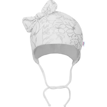 Kojenecká čepice NEW BABY Kojenecká bavlněná čepička s mašličkou New Baby Nunu bílá Vel. 74 (6-9 m)