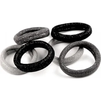 Gumičky do vlasů šedo-černé s lurexem 6ks