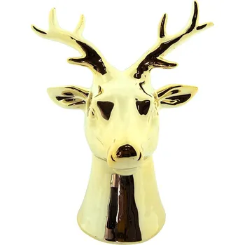 Bytová dekorace Zlatá porcelánová dekorace Jelen L - 15*12*19 cm