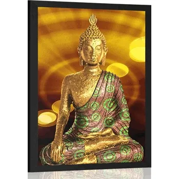 Plakát Dovido Plakát socha Buddhy s abstraktním pozadím