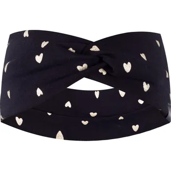 Čelenka Ebbie Bavlněná čelenka - ZLATÁ SRDÍČKA NA ČERNÉ Velikost: M