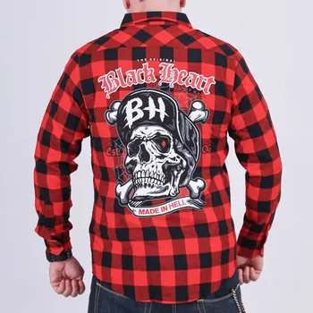 Pánská košile Pánská Košile BLACK HEART BONES Barva: Červená, Velikost: M