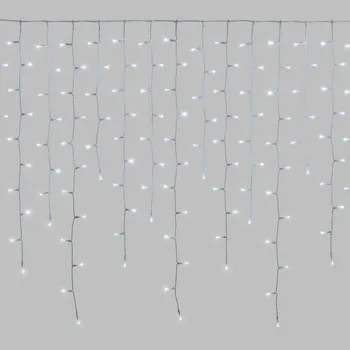 Vánoční světelný řetěz LED krápník 3,5x0,85m 432 LED, 24V propojitelné venkovní, studená bílá (svítící rampouchy)