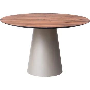 Jídelní stůl Hnědý dubový jídelní stůl Marco Barotti 130 cm s matnou stříbrnou podnoží