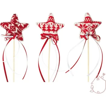 Vánoční dekorace Vánoční dekorace zápich s textilní hvězdou