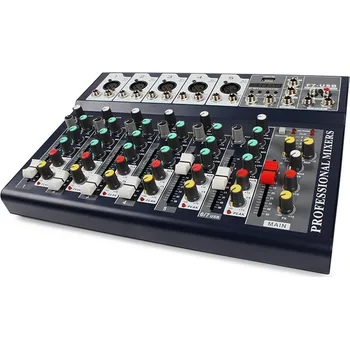 FOYU FO-M-007 7-kanálový digitální mikrofonní zvukový mixážní pult (7-kanálový digitální mikrofonní zvukový mixážní pult pro živá vystoupení s echo efektem a se vstupem USB 48V pro přehrávání MP3. Dodáváno se stereo efektovým(Jack)připojením pro externí e