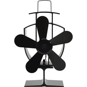 Krbový ventilátor vidaXL Teplem poháněný ventilátor na kamna 5 lopatek černý