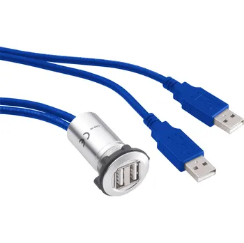 Elektrická zásuvka TRU COMPONENTS USB-13 Vestavná USB zásuvka zásuvka, vestavná 2x zásuvka USB A ⇔ 2x zástrčka USB A, s 60cm kabel Množství: 1 ks