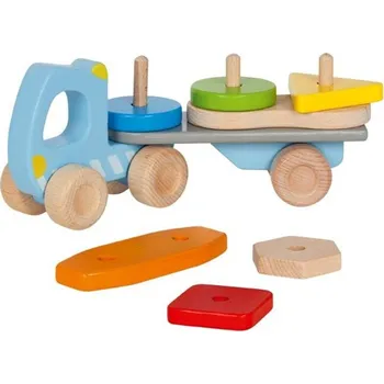 Dřevěná hračka Auto - Dřevěné nákladní auto s nasunovacími tvary (Goki)