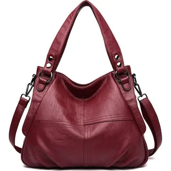 FLY FASHION Kožená kabelka patchwork na zip Vínová