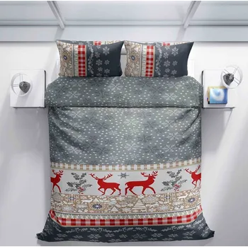 Povlečení Zima bavlněné povlečení 140 x 200, 70 x 90 cm knoflíky