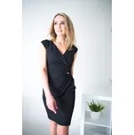 Přiléhavé šaty s řasením, kvalitní EU značka 131418 - ČERNÉ 48 Barva: Černá, Velikost: 48