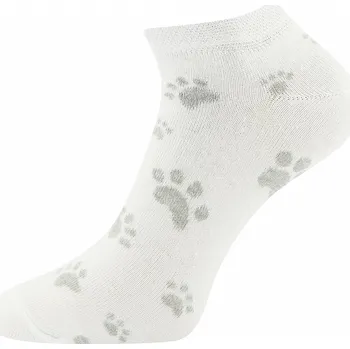 Dámské ponožky Ponožky krátké Piki bílé, Tlapky (Ponožky s kočkou, kočka)
