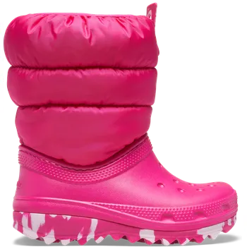 Dívčí sněhule Dětské zimní boty Crocs CLASSIC NEO PUFF růžová 34-35