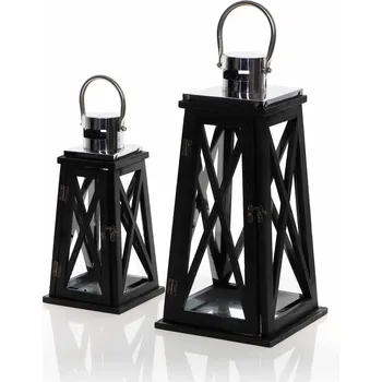 Lucerna Dřevěná lucerna MSL2788BLACK- 41 cm