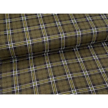 Mirtex Látka FLANEL 165/A4 Kostky velké žluto-černo-šedé šíře 150cm Zbytková metráž