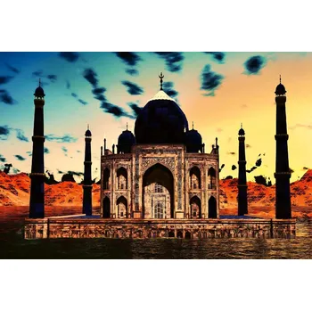 Fototapeta DIMEX | Vliesová fototapeta Tádž Mahal II. MS-5-1124 | 375 x 250 cm| modrá, měděná, černá, oranžová + Vliesová fototapeta na stěnu DIMEX Tádž Mahal II. MS51124 v rozměru 375 x 250 cm + lepidlo zdarma