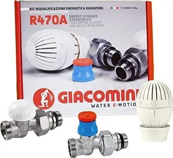 Armatura GIACOMINI R470A radiátorový set přímý 1/2" x 16 s termostatickou hlavicí