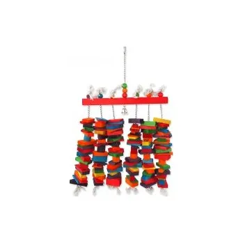 Hračka pro ptáka Hračka BIRD JEWEL závěsná barevná - hrazda s dřívky a zvonečkem 70cm