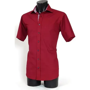 Pánská košile HEDVA ČESKÝ BROKÁT Košile COMBI burgunda vínová Velikost: 38, Fazóna: Slim