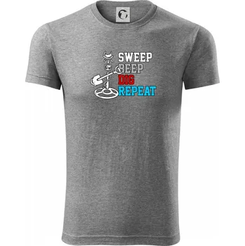 Pánská móda Sweep Beep Dig Repeat - Viper FIT - Pánské zůžené tričko - 3XL ( Tmavě šedý melír )