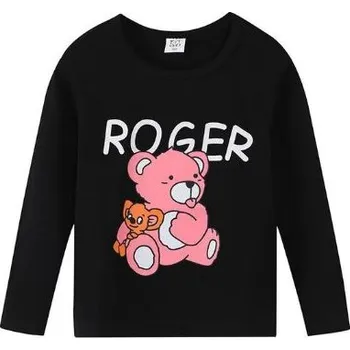 Dívčí tričko Čína Dětská trika s dlouhým rukávem - různé malované motivy Barva: černá, medvídek, Velikost: 100/3T