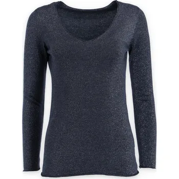 Dámský svetr Svetřík s lurexem V výstřih 22849 barva: černá