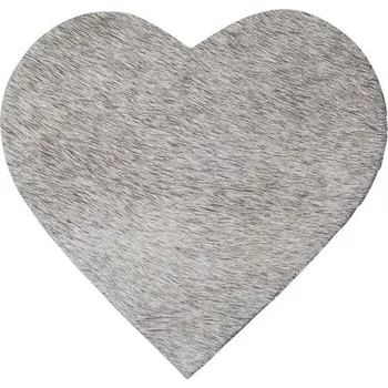 Podložka pod hrnec Šedý podtácek ve tvaru srdce z hovězí kůže - 15,5*14*0,3cm