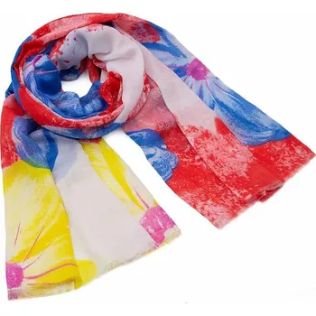 Šála Šála klasická - červeno-modrá s květy