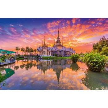 Fototapeta DIMEX | Vliesová fototapeta Wat thai MS-5-1162 | 375 x 250 cm| zelená, fialová, oranžová, šedá + Vliesová fototapeta na stěnu DIMEX Wat thai MS51162 v rozměru 375 x 250 cm + lepidlo zdarma