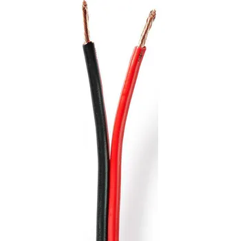 Audio kabel Nedis reproduktorový kabel 2 x 2.50 mm měděný, černý/červený vodič, 100 m cívka (CABR2500BK1000)