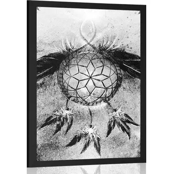 Plakát Dovido Plakát indiánský lapač snů v černobílém provedení