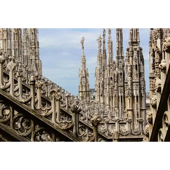 Fototapeta DIMEX | Vliesová fototapeta Střecha Milánského Dómu MS-5-1004 | 375 x 250 cm| modrá, béžová, hnědá + Vliesová fototapeta na stěnu DIMEX Střecha Milánského Dómu MS51004 v rozměru 375 x 250 cm + lepidlo zdarma