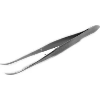 Pinzeta Iris Grafe s vroubky zahnutá 10,5 cm S/M PAK K.T.S. 12143