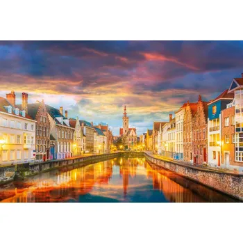 Fototapeta DIMEX | Vliesová fototapeta Kanál Spiegelrei MS-5-1006 | 375 x 250 cm| vicebarevna, modrá, bílá, žlutá, oranžová + Vliesová fototapeta na stěnu DIMEX Kanál Spiegelrei MS51006 v rozměru 375 x 250 cm + lepidlo zdarma