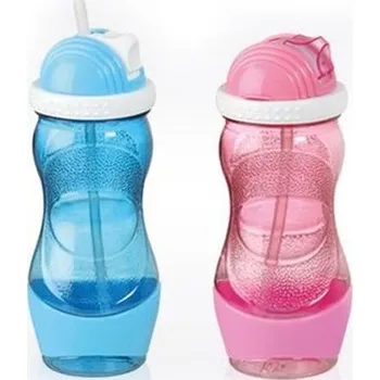 láhev 0,4l KÓNICKÁ, silik.brčko, 2barvy, (KNK) plast