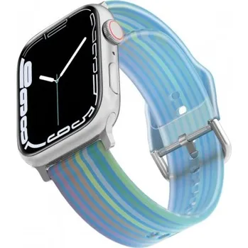 Řemínek na hodinky Matný průsvitný silikonový řemínek s proužky pro Apple Watch 42mm / 41mm / 40mm / 38mm - modrý