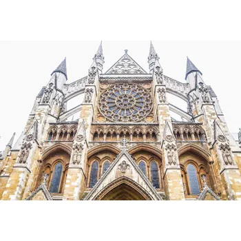 Fototapeta DIMEX | Vliesová fototapeta Westminsterské opatství, Londýn MS-5-1071 | 375 x 250 cm| bílá, hnědá, šedá + Vliesová fototapeta na stěnu DIMEX Westminsterské opatství, Londýn MS51071 v rozměru 375 x 250 cm + lepidlo zdarma