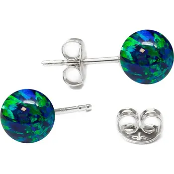 Náušnice NUBIS® Stříbrné opálové náušnice - 6 mm - NBP21-OP19